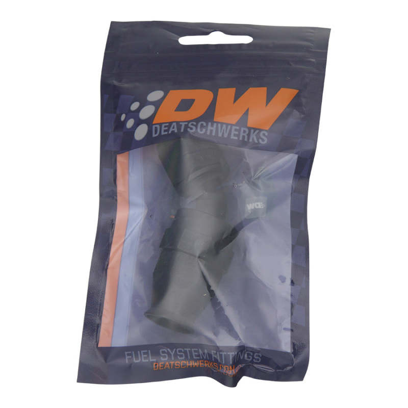 DeatschWerks 8AN Female Swivel 45-Degree Hose End PTFE (Incl 1 Olive Insert) - Anodized Matte Black - 6-02-0855-B