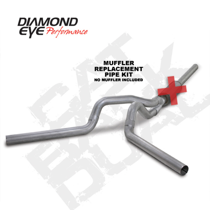 Diamond Eye KIT 4in CB MFLR RPLCMENT PIPE DUAL AL: 2004.5-2007.5 DODGE CUMMINS 600 - K4236A-RP