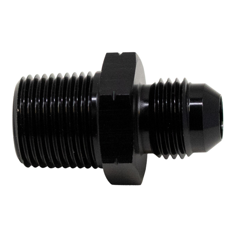 DeatschWerks 6AN Male Flare to 3/8in Male NPT Adapter - Anodized Matte Black - 6-02-0902-B