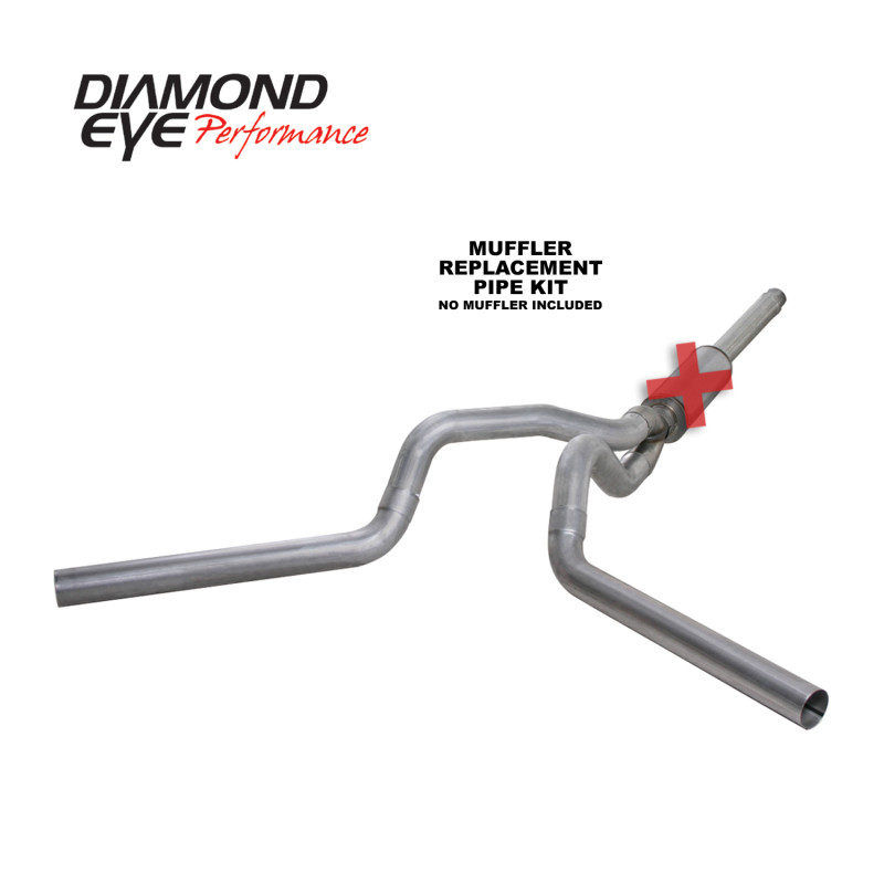 Diamond Eye KIT 4in CB MFLR RPLCMENT PIPE DUAL AL: 94-97 FORD 7.3L F250/F350 PWRSTROKE - K4312A-RP