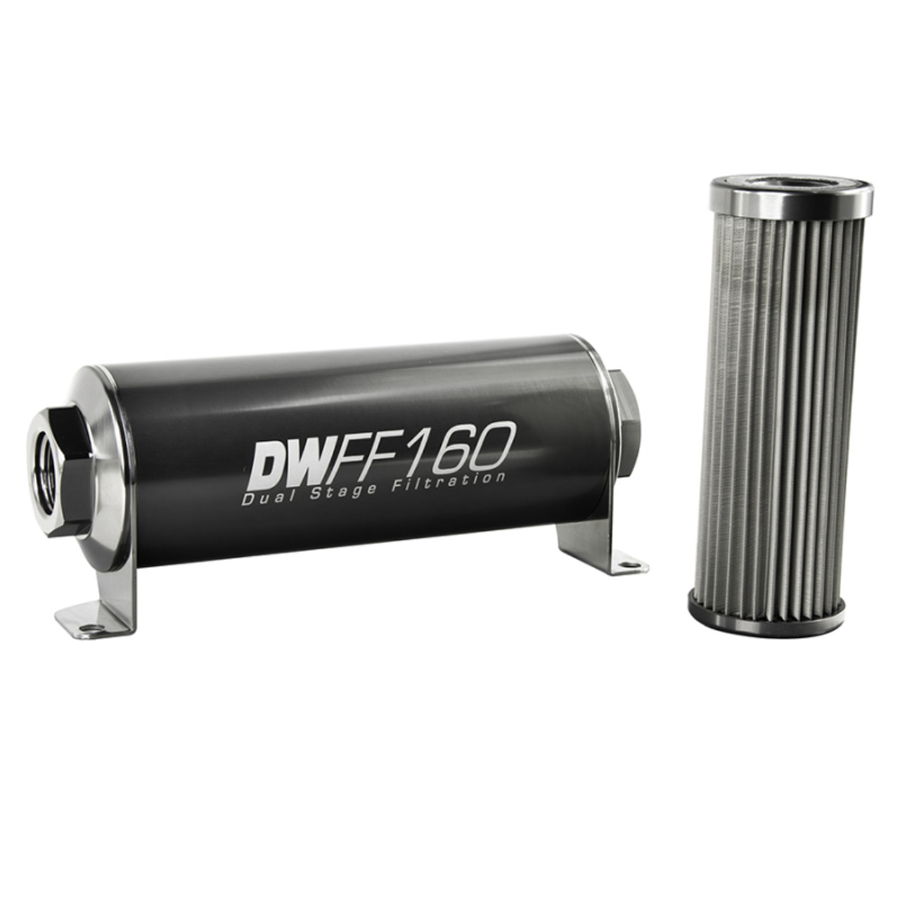 DeatschWerks Stainless Steel 10AN 10 Micron Universal Inline Fuel Filter Housing Kit (160mm) - 8-03-160-010K