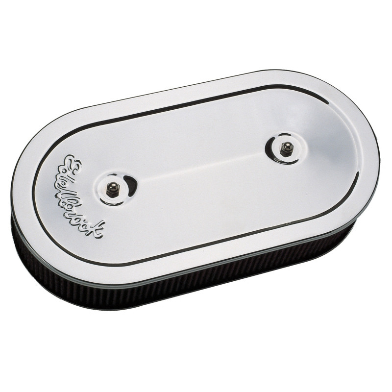 Edelbrock Air Cleaner Pro-Flo Series Oval Steel Top 13 5In X 7In X 3 5In Dual Carburetor Chrome - 1235