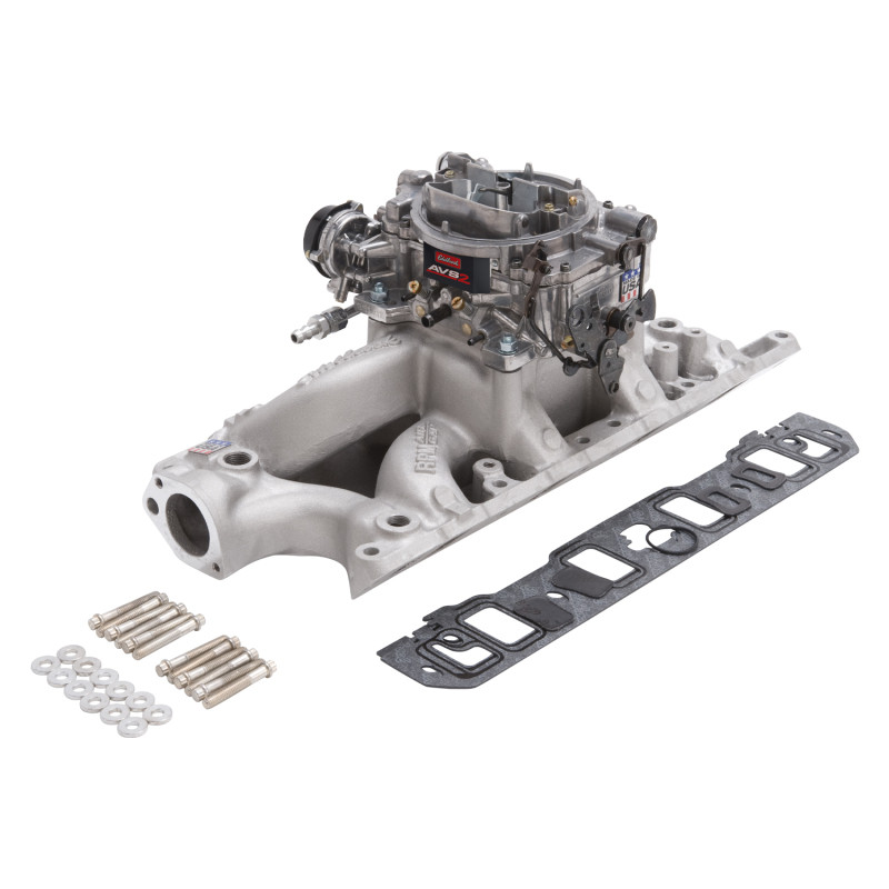 Edelbrock Manifold And Carb Kit Performer RPM Air-Gap Small Block Ford 289-302 Natural Finish - 2033
