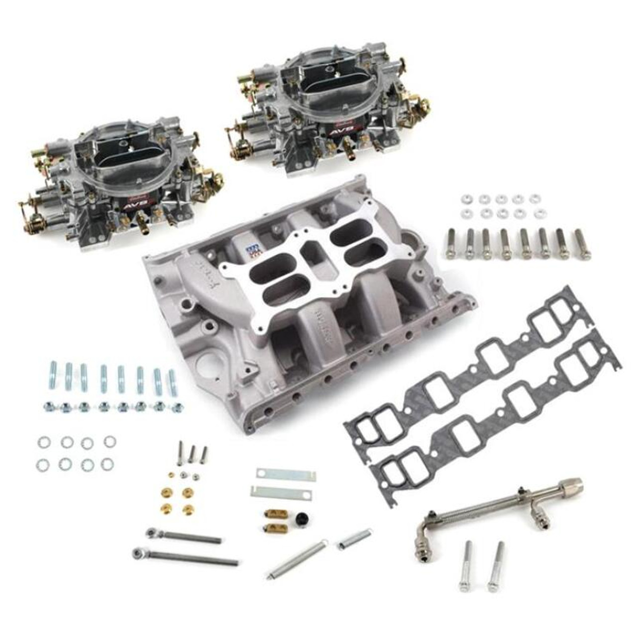 Edelbrock Manifold and Carb Kit Dual Quad RPM Air Gap 390-428 FE Ford - 2036