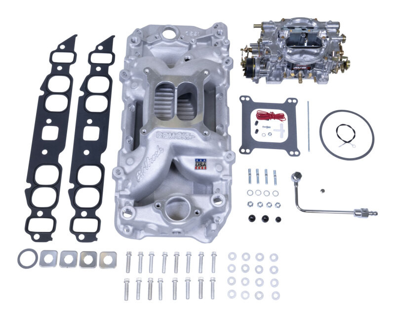 Edelbrock Manifold And Carb Kit Performer RPM Air-Gap Big Block Chevrolet Oval Port Natural Finish - 2063