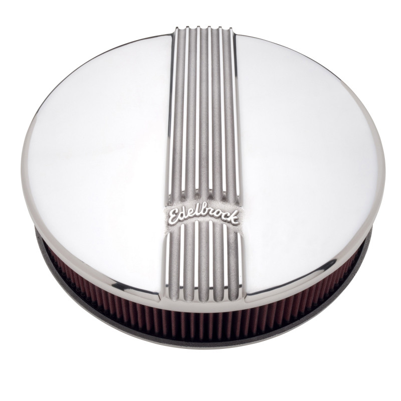 Edelbrock Air Cleaner Classic Series Round Aluminum Top Cloth Element 14In Dia X 3 9In Polished - 4117