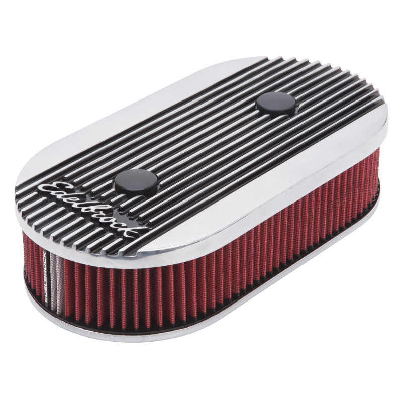 Edelbrock Air Cleaner Elite II Oval Dual-Quad Carbs 2 5In Red Element Polished - 4272