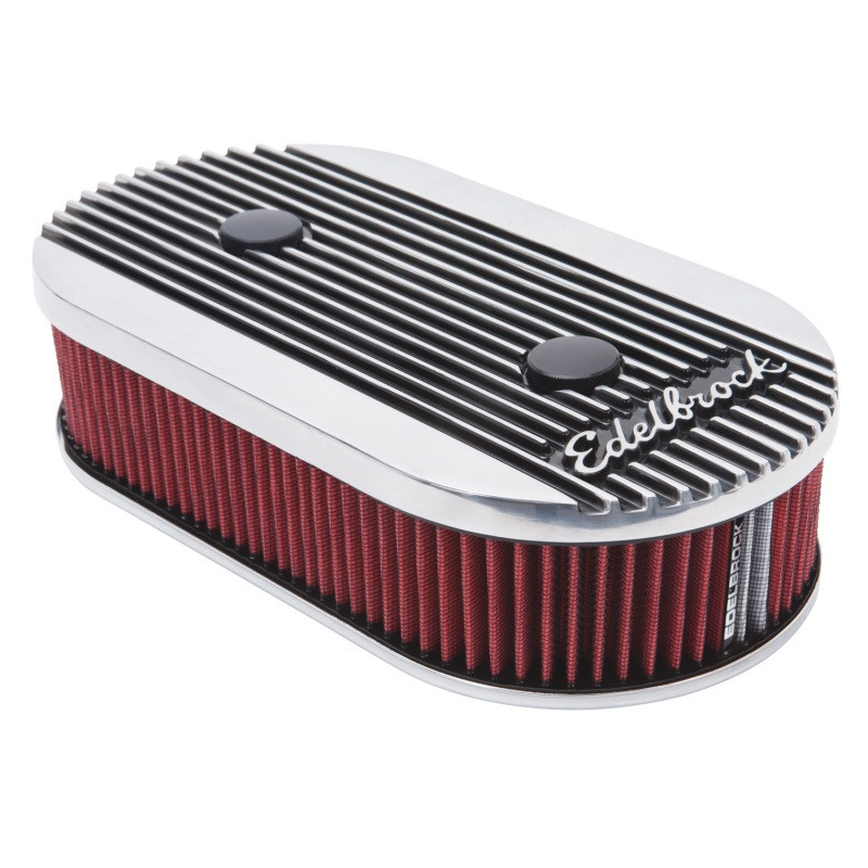 Edelbrock Air Cleaner Elite II Oval Dual-Quad Carbs 2 5In Red Element Polished - 4272