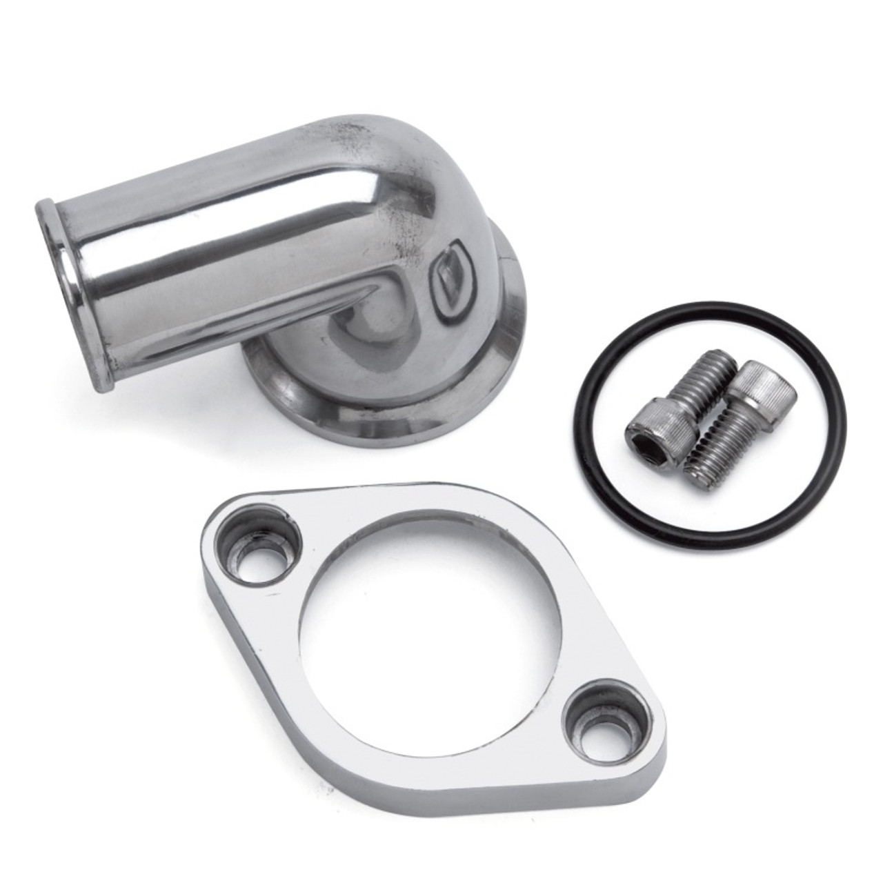 Edelbrock Waterneck SBC/BBC 90-Degree Two-Piece Cast Swivel Polished - 4818
