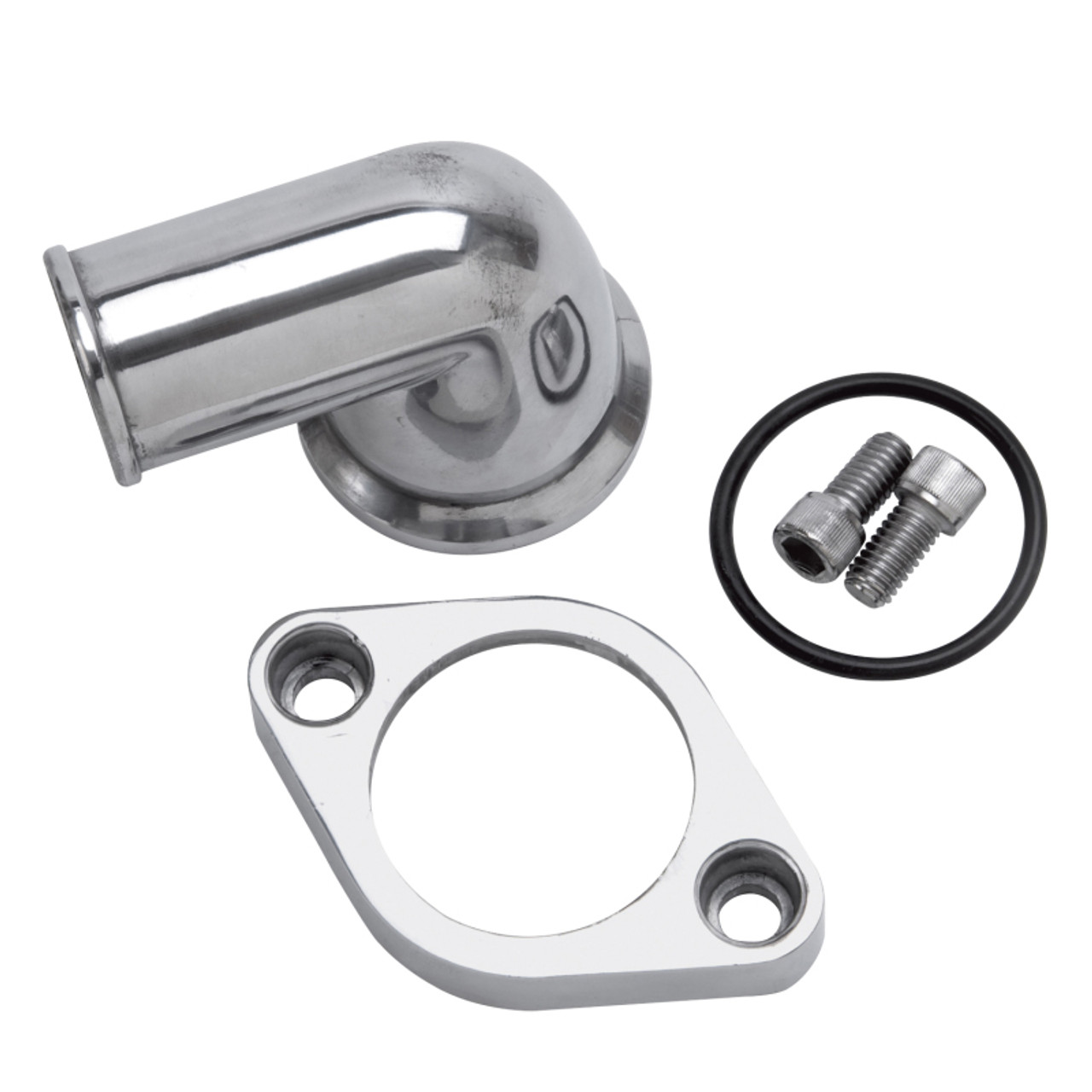 Edelbrock Waterneck SBC/BBC 90-Degree Two-Piece Cast Swivel Polished - 4818