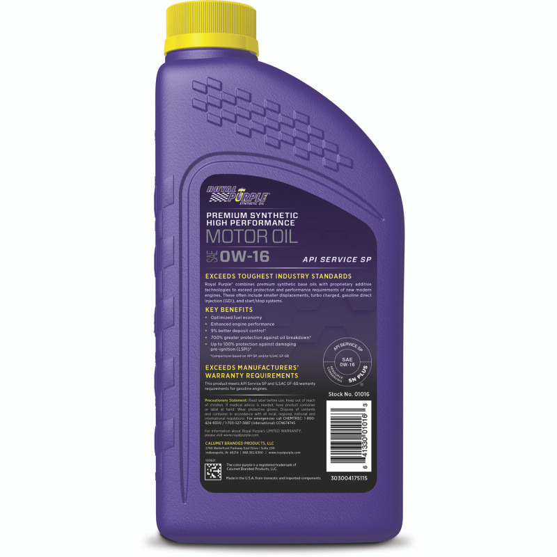 Royal Purple High Performance Ultra-Low Viscosity 0W-16 Motor Oil - 1 Quart - 06016