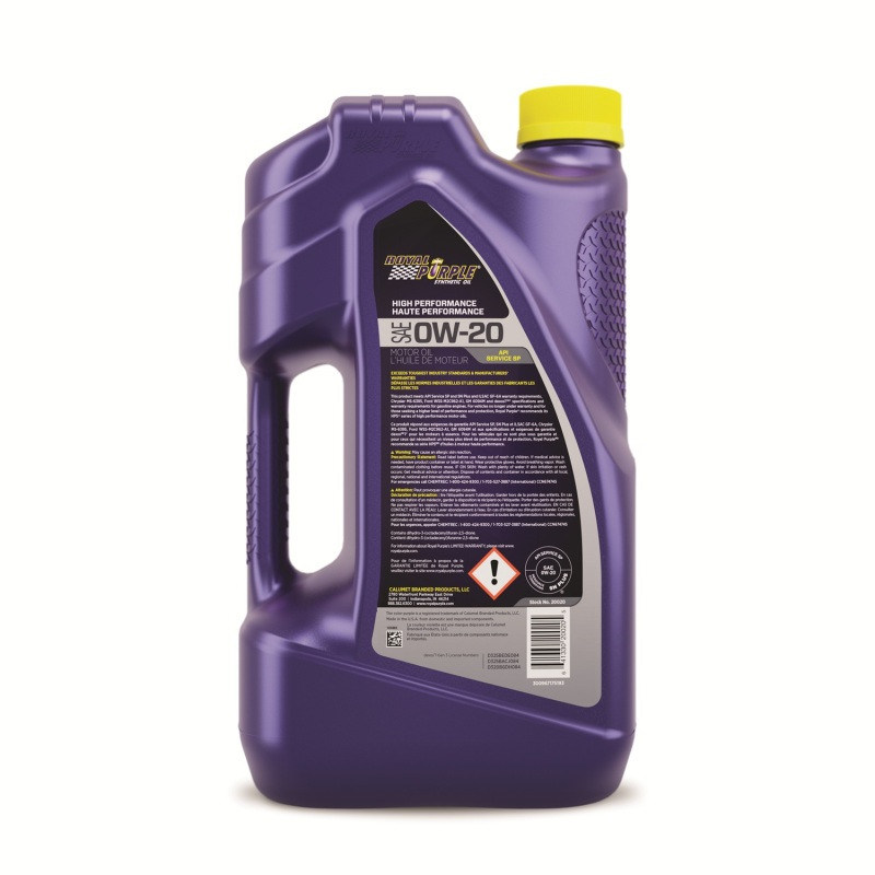 Royal Purple Synthetic High Performance 0W-20 Motor Oil (Canada) - 5 Quart - 23020