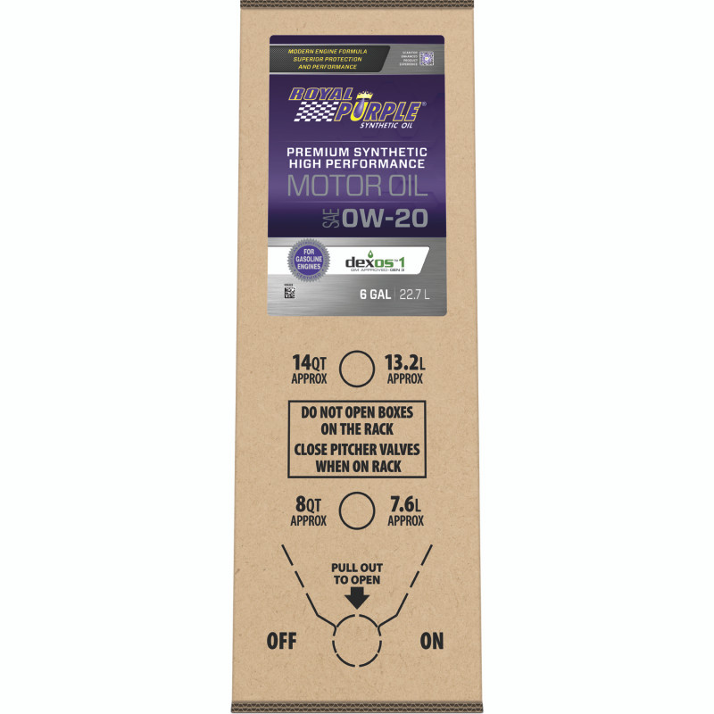 Royal Purple Premium Synthetic High Performance Multi-Grade 0W-20 Motor Oil - 6 Gallon Bag-In-Box - 60020