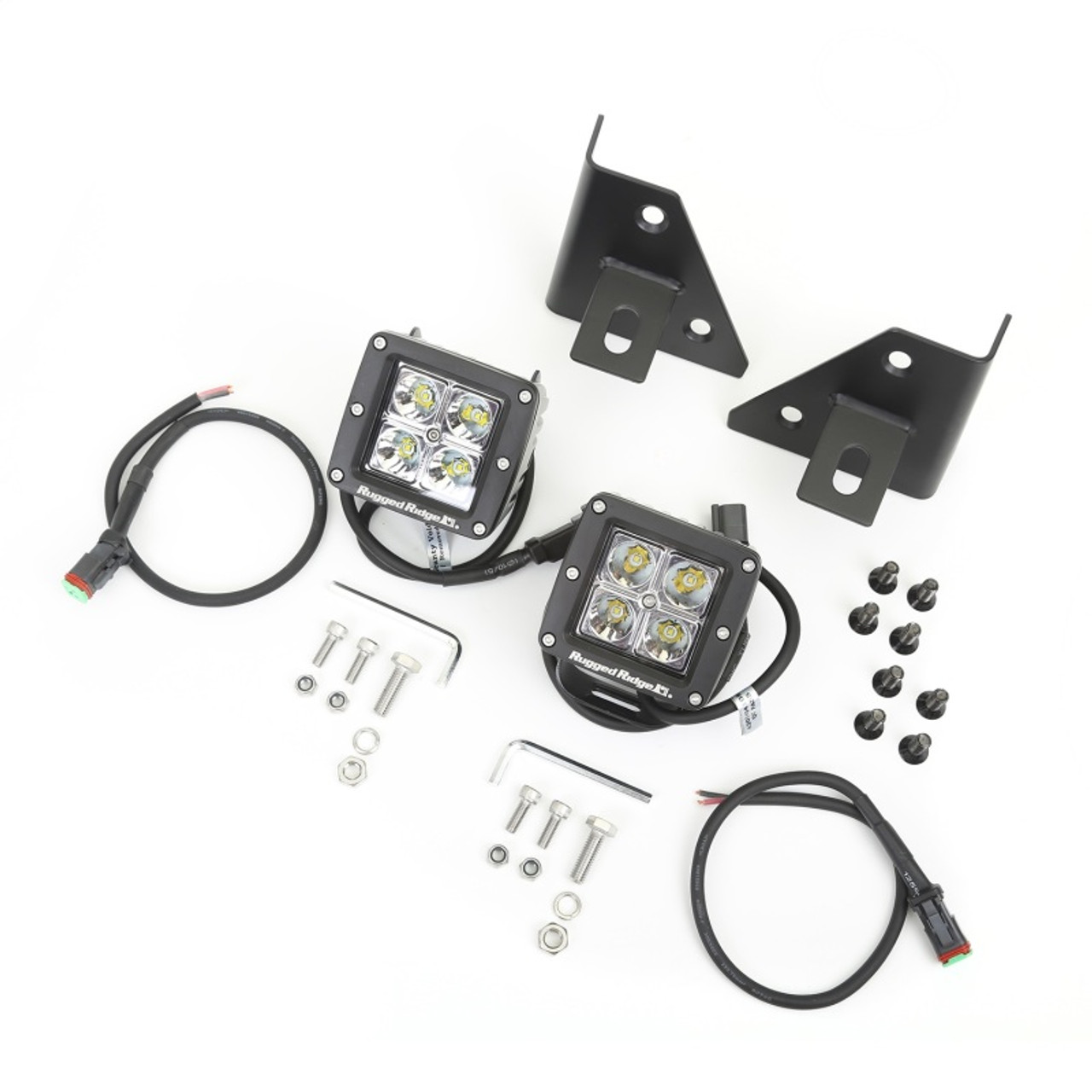 Rugged Ridge 76-95 Jeep Wrangler CJ/YJ Square Windshield LED Kit w/ Brackets - 11027.12