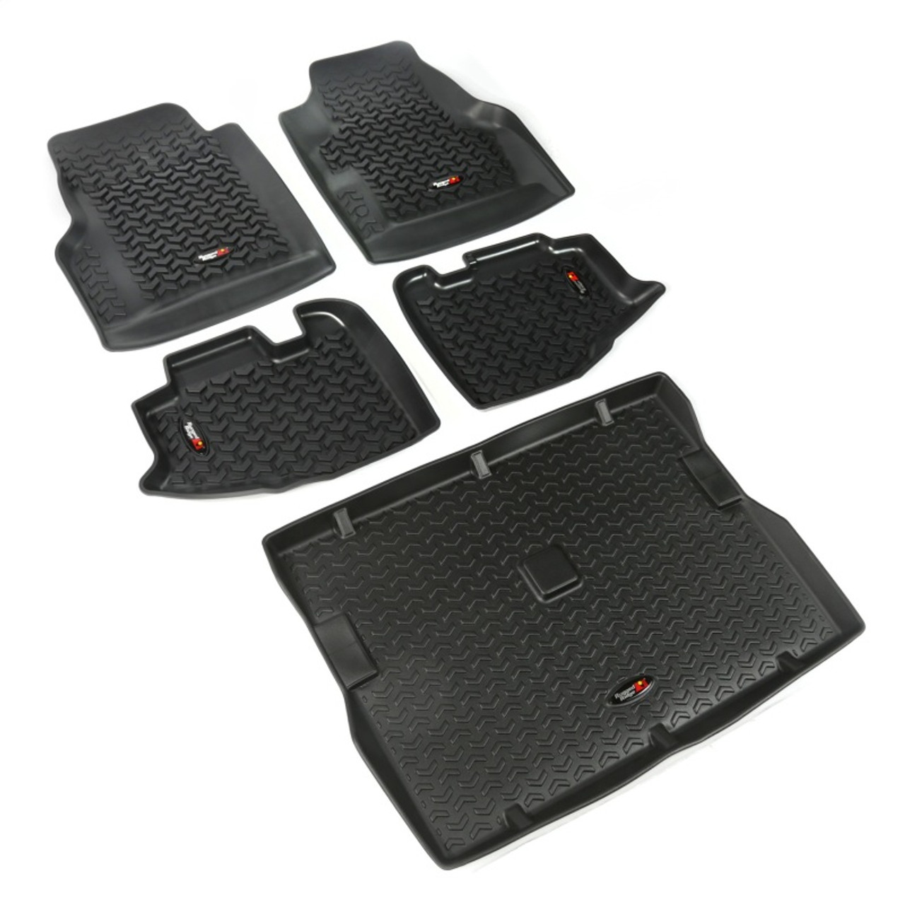 Rugged Ridge Floor Liner Front/Rear/Cargo Black 1997-2006 Jeep Wrangler TJ - 12988.10