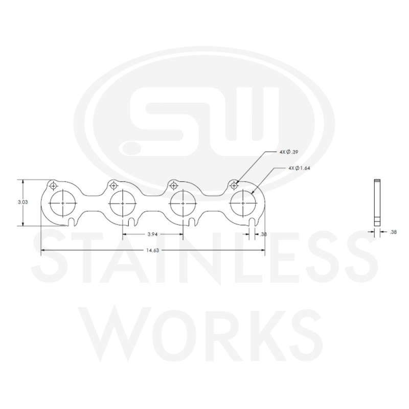 Stainless Works Small Block Ford 4.6L 2V Round Port Header 304SS Exhaust Flanges 1-5/8in Primaries - HF462V163