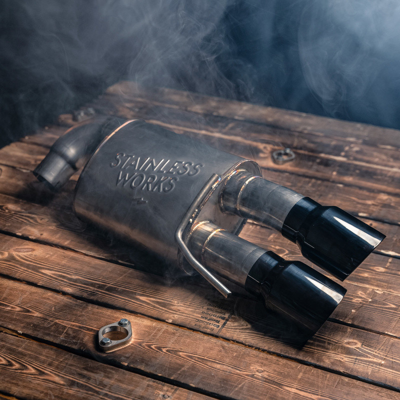 Stainless Works Legend Series Axleback Exhaust / Black Tips - 18-23 Mustang GT