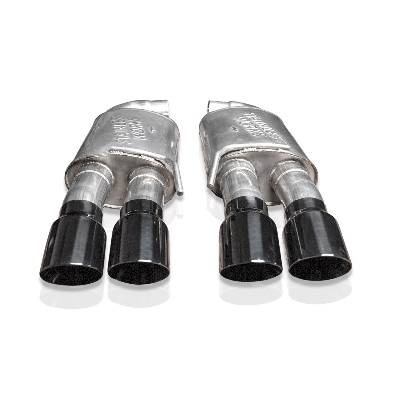 Stainless Works Redline Series Axleback Exhaust / Black Tips - 18-23 Mustang GT