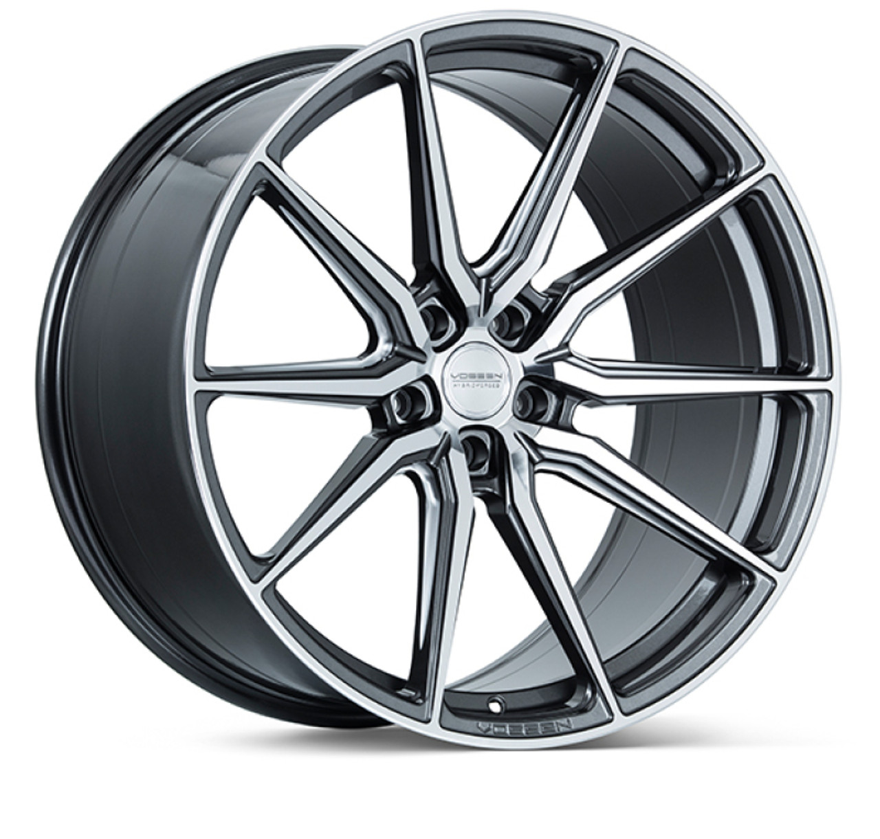 Vossen HF-3 19x8.5 / 5x112 / ET45 / Flat Face / 66.5 - Gloss Graphite Polished Wheel - HF3-9M67