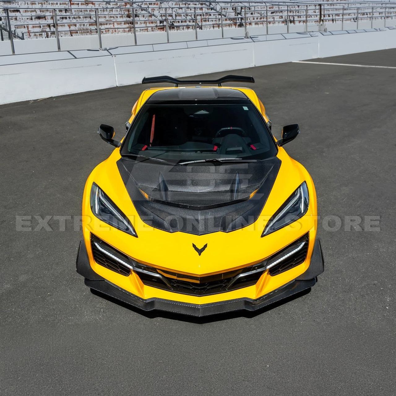 EOS ZR1 Style Carbon Fiber Hood - C8 Corvette Stingray / E-Ray / Z06 / ZR1 (HOOD-1004-BKCF)