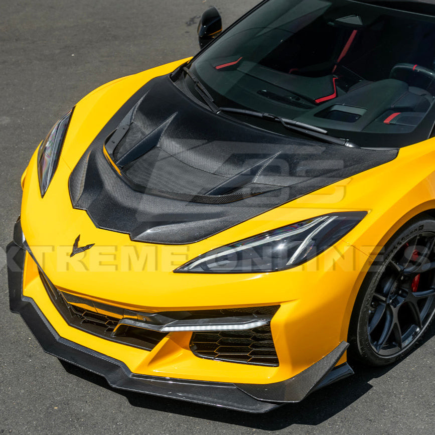 EOS ZR1 Style Carbon Fiber Hood - C8 Corvette Stingray / E-Ray / Z06 / ZR1 (HOOD-1004-BKCF)