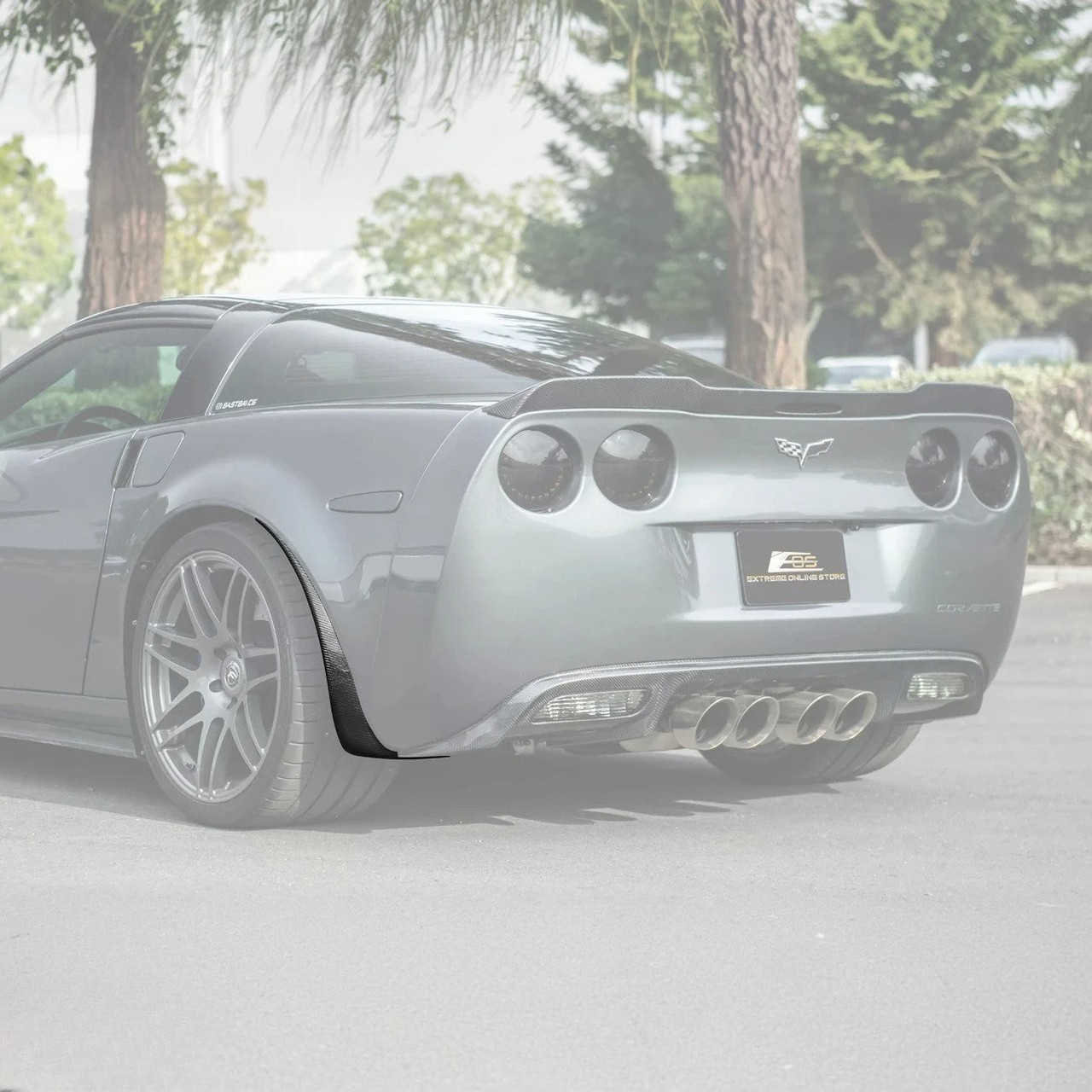 EOS Carbon Fiber Splash Guards - Rear - 05-13 C6 Corvette GS / Z06 / ZR1 (MF-590-BKCF)