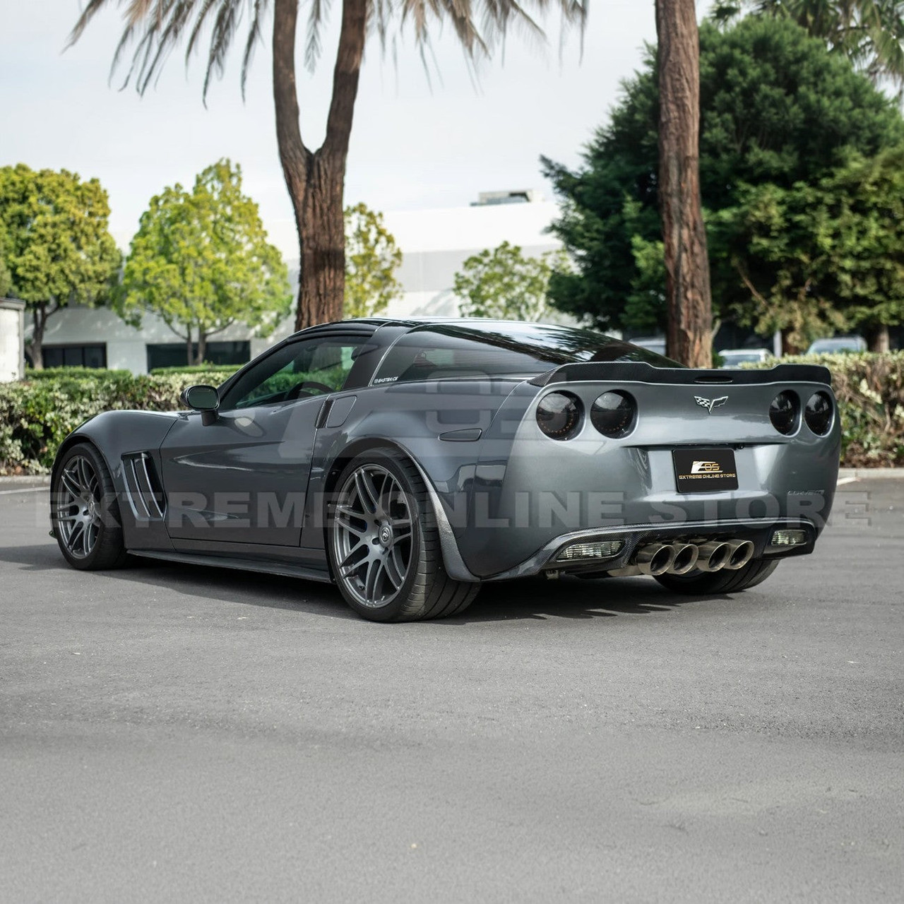 EOS Carbon Fiber Splash Guards - Front & Rear - 05-13 C6 Corvette GS / Z06 / ZR1 (MF-589-BKCF_MF-590-BKCF)