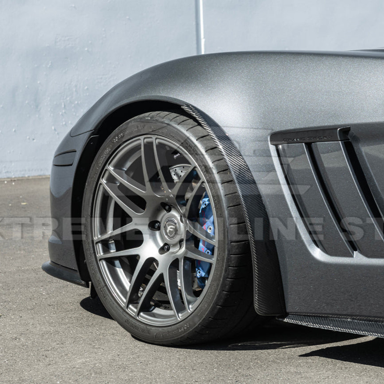 EOS Carbon Fiber Splash Guards - Front & Rear - 05-13 C6 Corvette GS / Z06 / ZR1 (MF-589-BKCF_MF-590-BKCF)