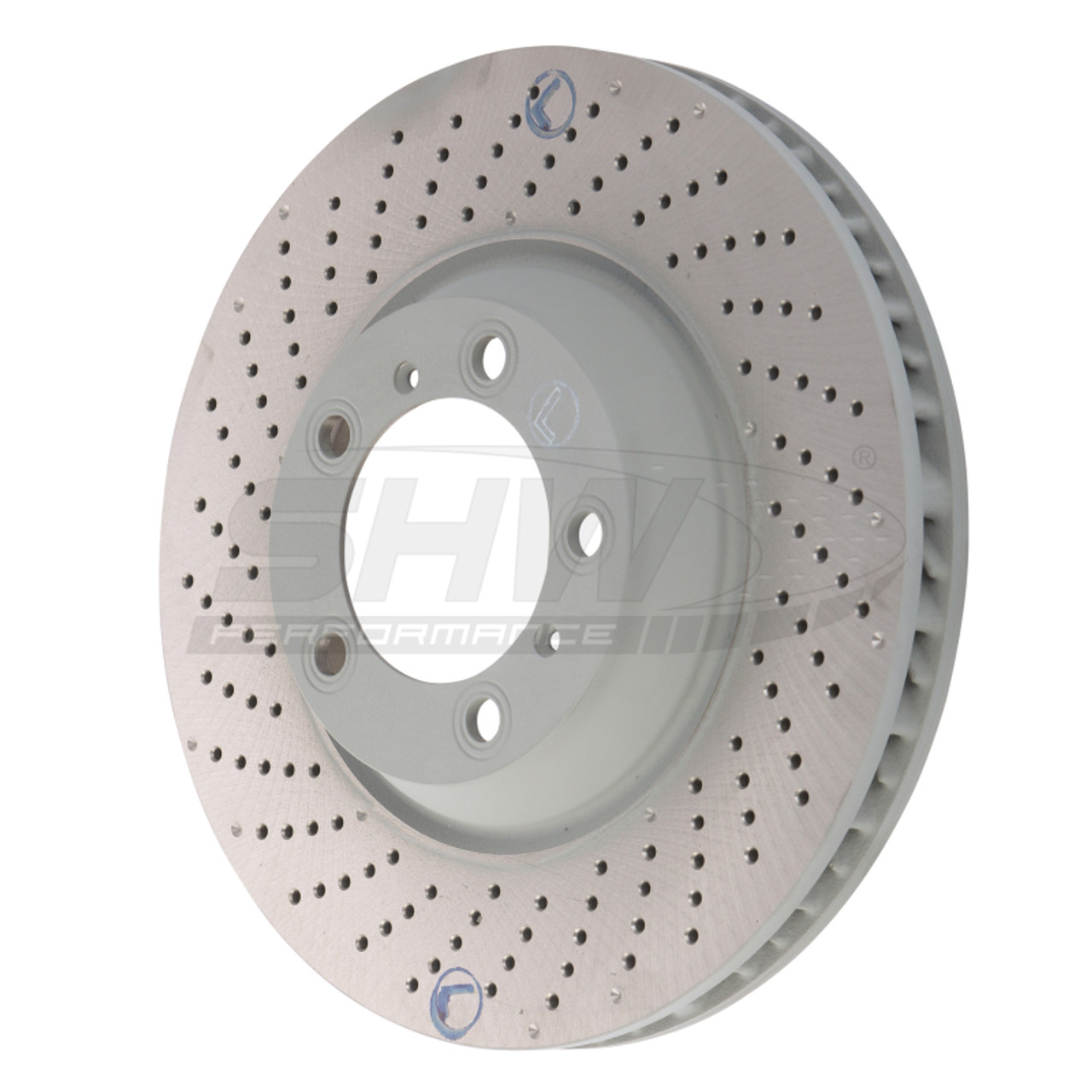 SHW 04-08 Porsche 911 GT3 w/o Ceramics Left Front Cross-Drilled Monobloc Brake Rotor (99735140990) - PFL32909
