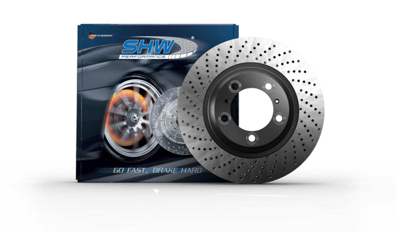 SHW 20-21 Porsche Carrera 3.0L Right Front Cross-Drilled Monobloc Brake Rotor (992615302) - PFR39984