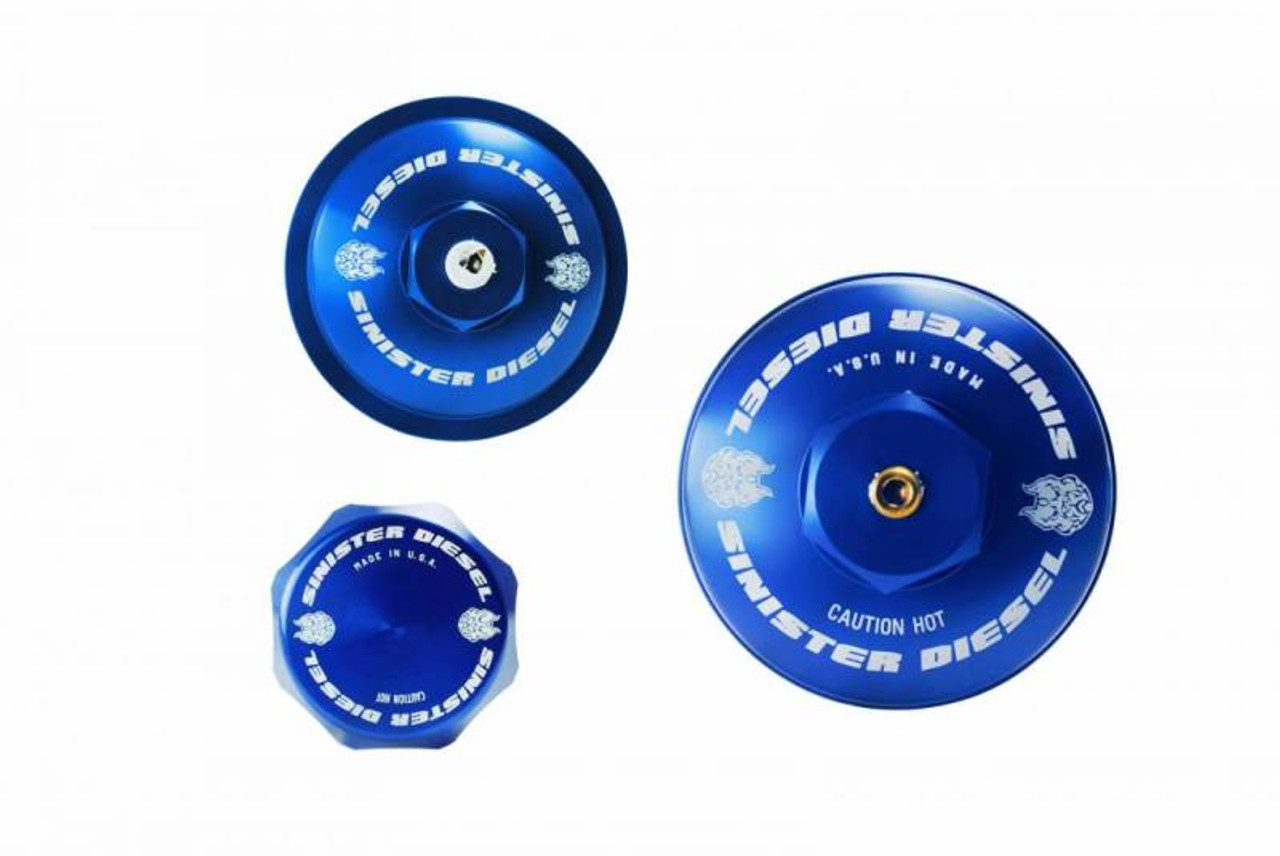 Sinister Diesel 03-07 Ford 6.0L Billet Blue Cap Kit - SD-BCK-6.0