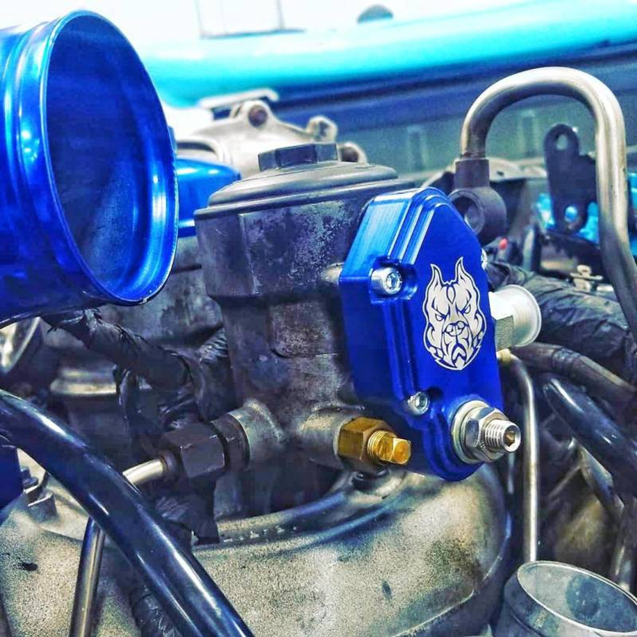 Sinister Diesel 03-07 Ford Powerstroke 6.0L Blue Spring Kit with Adjustable Billet Spring Housing - SD-FUELBLK-6.0-ADJ