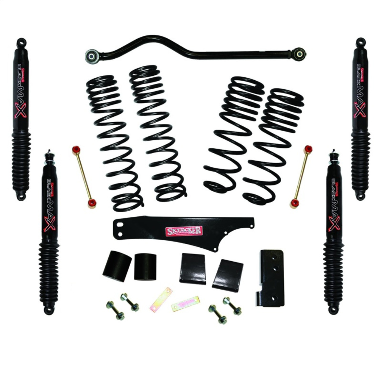 Skyjacker 2007-2018 Jeep Wrangler JK 2 Door 4WD Long Travel 3.5in-4in Lift Kit w/Black Max Shocks - JK35BPBLT