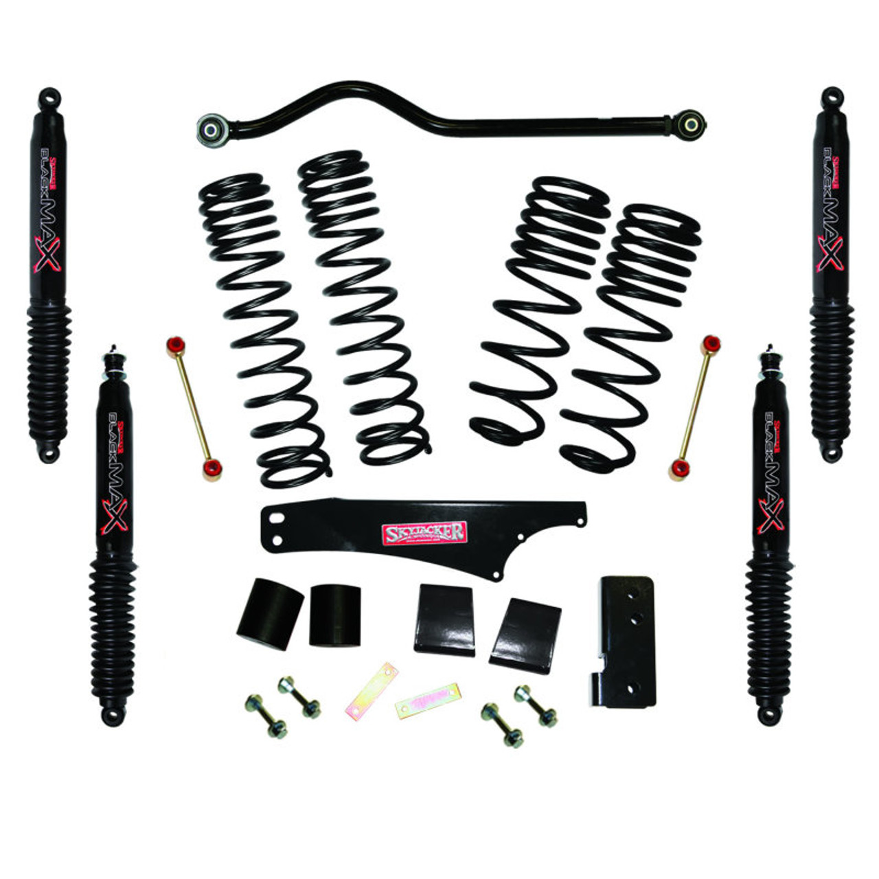 Skyjacker 2007-2018 Jeep Wrangler JK 2 Door 4WD Long Travel 3.5in-4in Lift Kit w/Black Max Shocks - JK35BPBLT