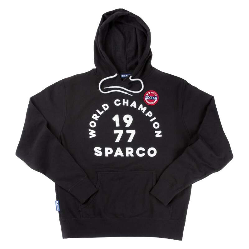 Sparco Sweatshirt Hooded 77 Black SMALL - SP03400NR1S Photo - Primary