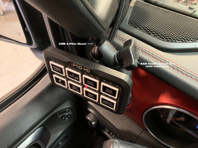 sPOD CMM JL A-Pillar 1in Ball Mount - 860215 Photo - Close Up