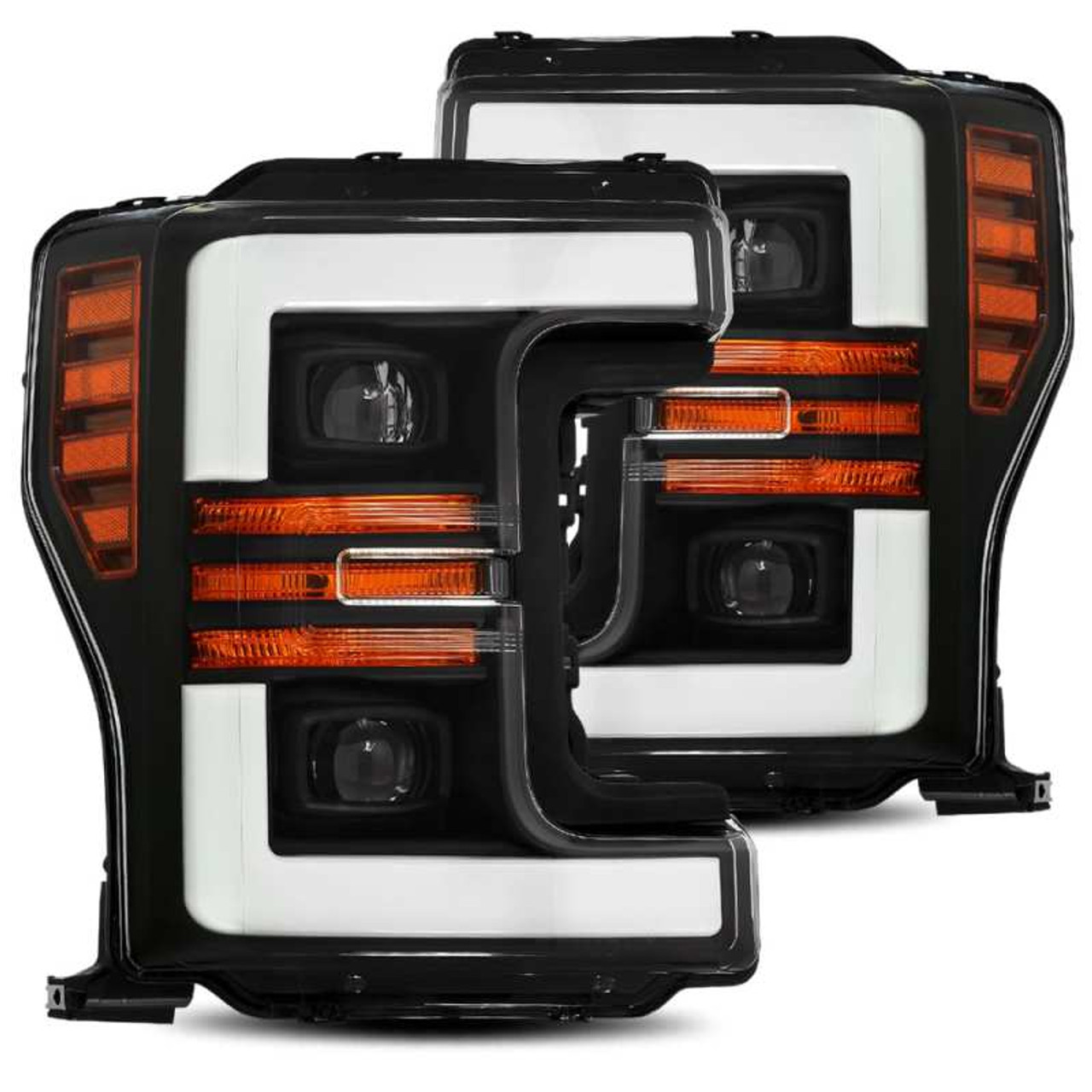 AlphaRex 17-19 Ford F-250 SD PRO-Series Proj Headlight Plnk Style Matte Blk w/Activ Light/Seq Signal - 880106