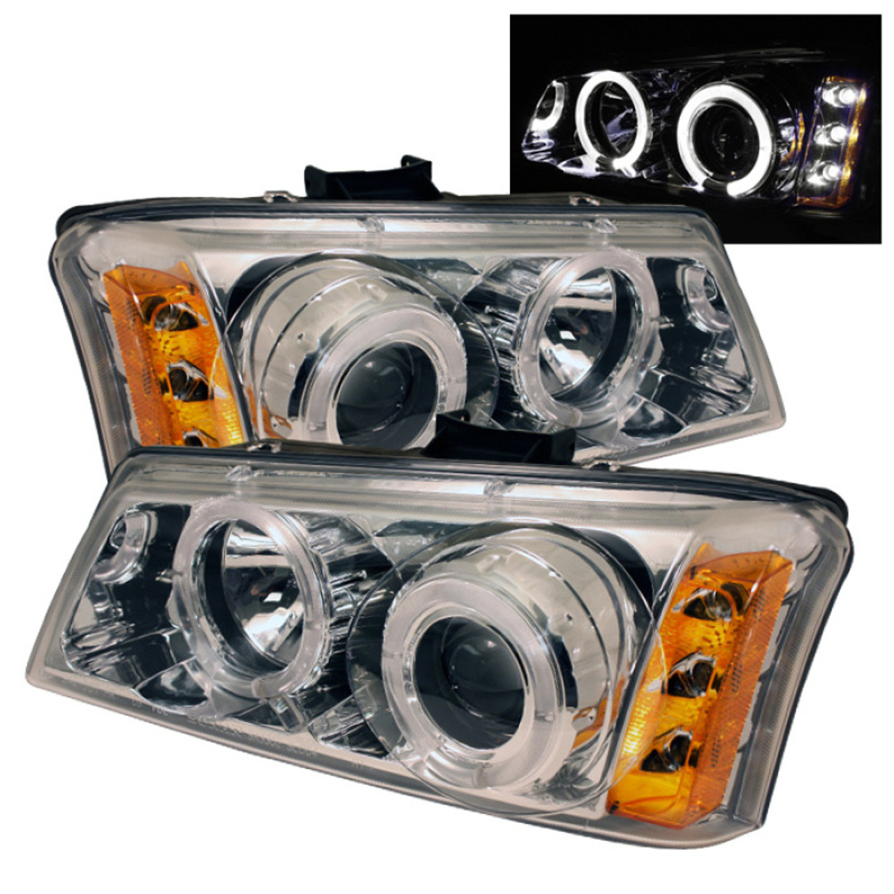 Spyder Chevy Silverado 1500 03-06 Projector Headlights LED Halo LED Ambr Reflctr Ch PRO-YD-CS03-AM-C - 5009463