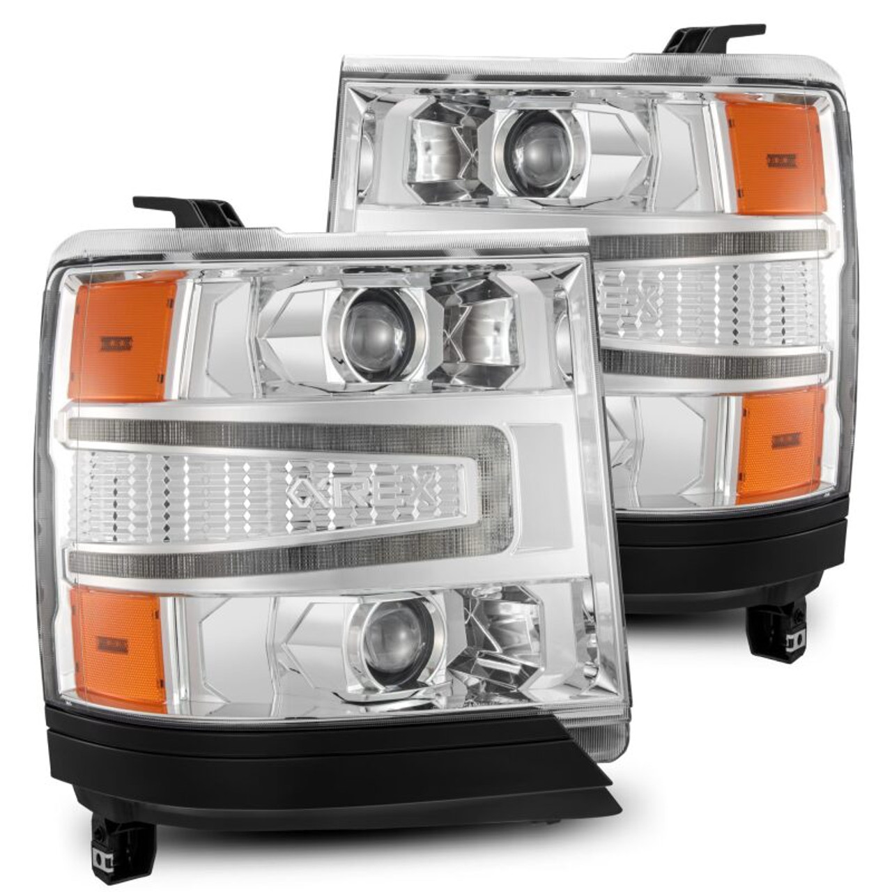 AlphaRex 16-18 Chevy 1500HD LUXX LED Proj Headlights Chrome w/Seq Actv Lgt / Seq Sig (Req PN 810023) - 880235 Photo - Primary