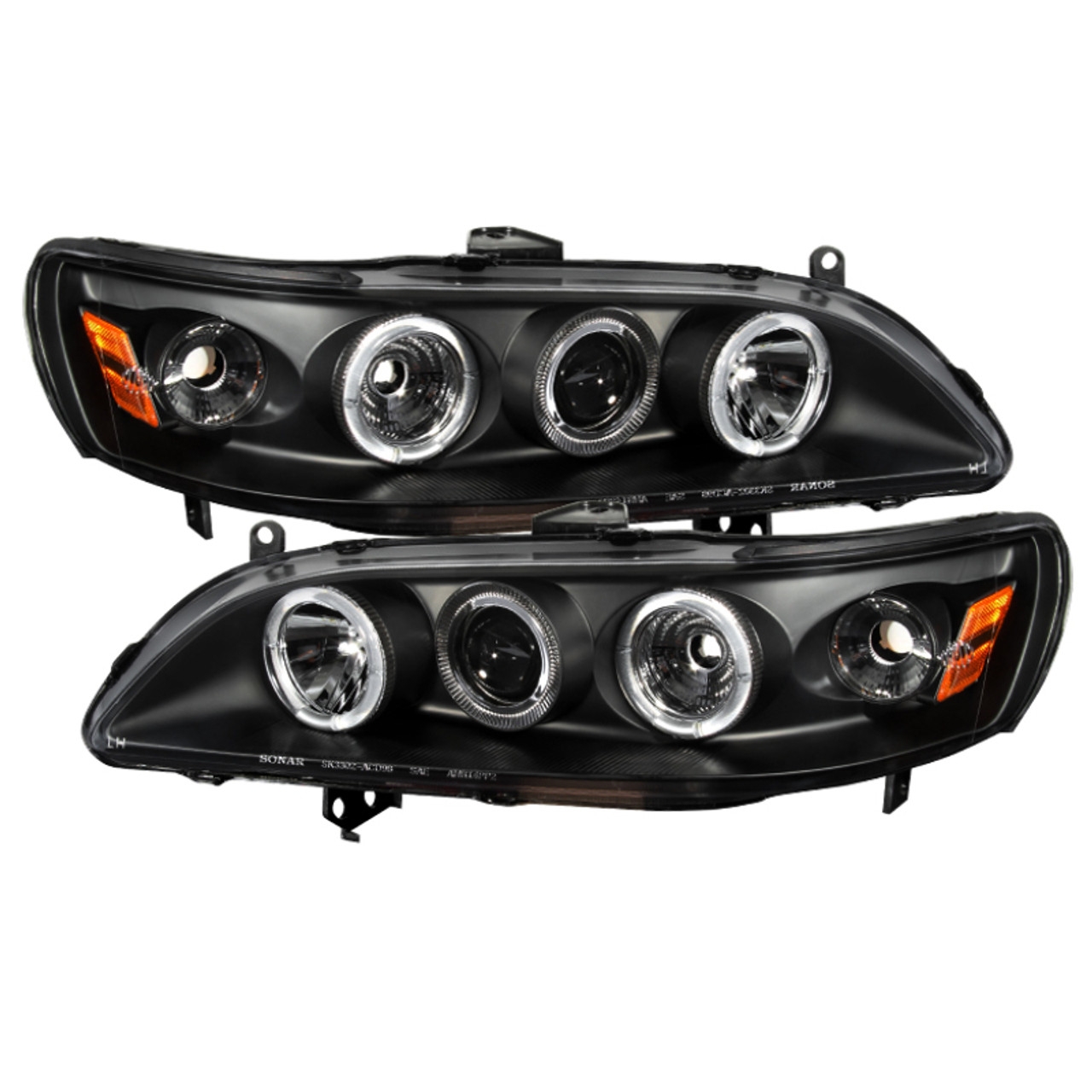 Spyder Honda Accord 98-02 1PC Projector Headlights LED Halo Amber Reflector Blk PRO-YD-HA98-AM-BK - 5010728