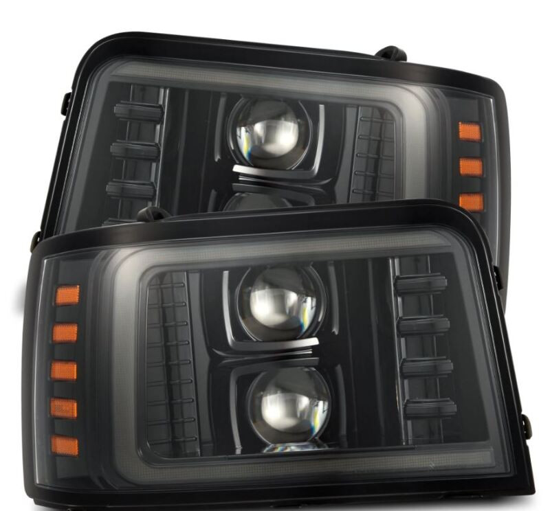 AlphaRex 92-96 Ford F-Series/Bronco PRO-Series Proj Headlights Alpha-Blk w/Seq. Sig & DRL - 880265 Photo - Primary