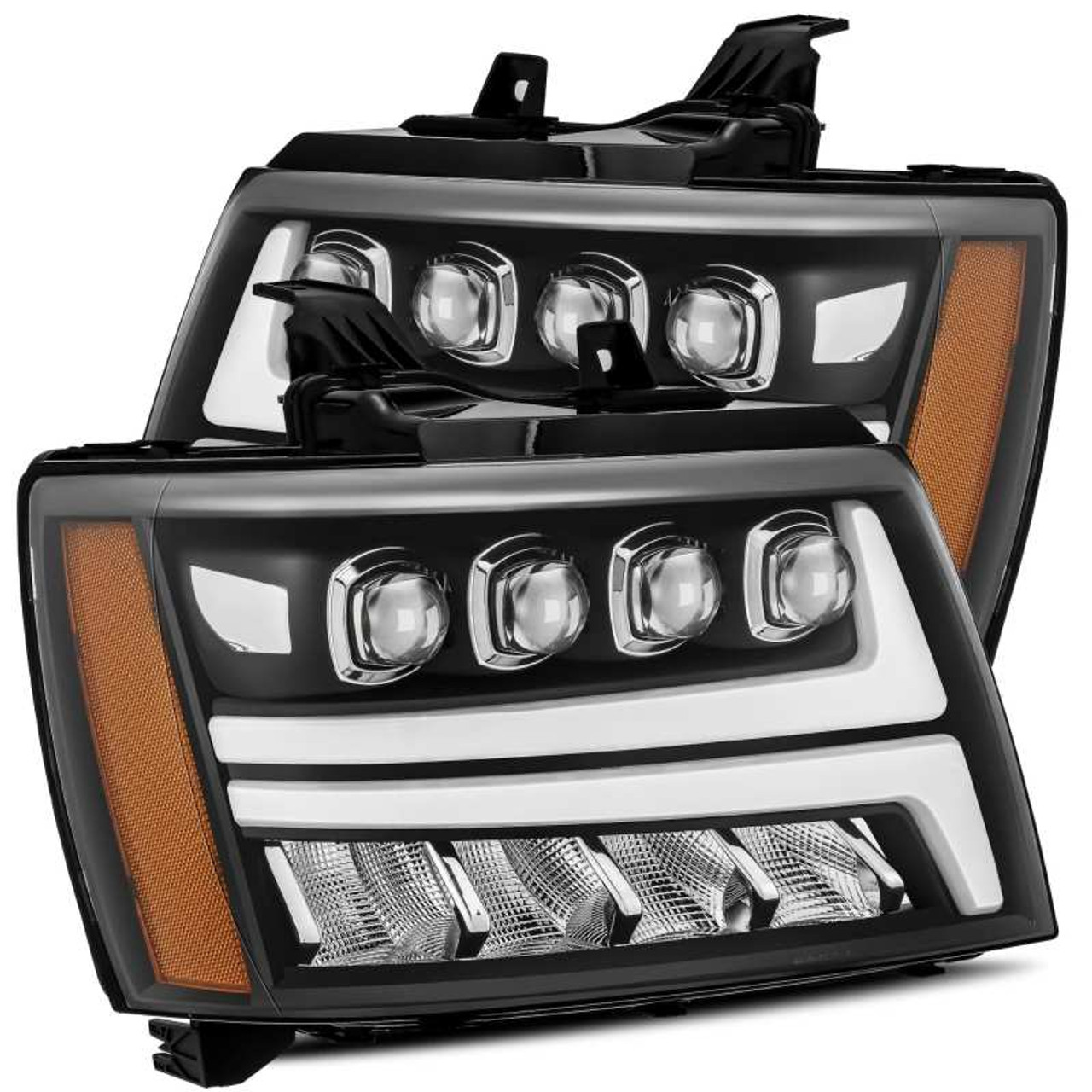 AlphaRex 07-13 Chevy Avalanche NOVA LED Proj Headlights Plank Style Matte Black w/Activ Light/DRL - 880288