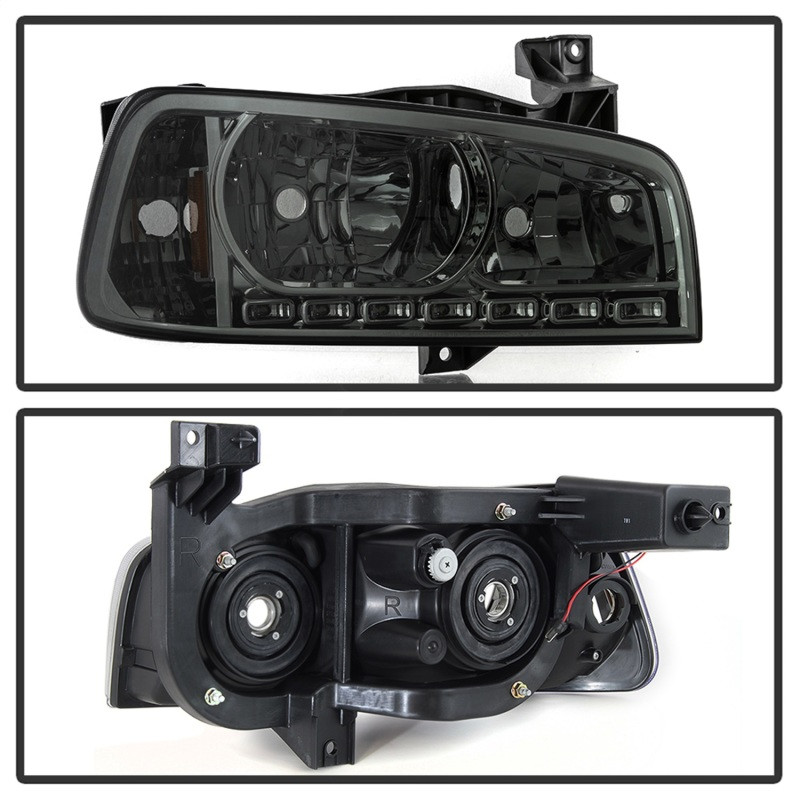 xTune Dodge Charger 06-10 1Pc LED Crystal Headlights Smoke HD-ON-DCH05-1PC-LED-SM - 5017642