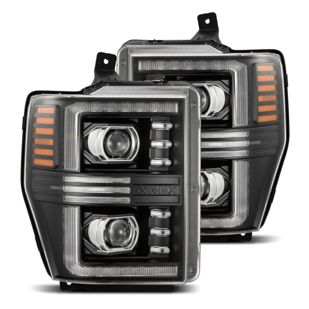 AlphaRex 08-10 Ford F250-550 PRO-Series Projector headlights Black w/Activ Light/Seq Signal - 880308 Photo - Primary