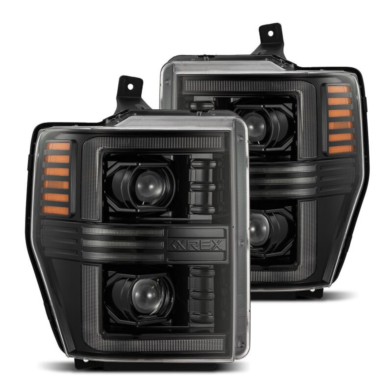 AlphaRex 08-10 Ford F250-550 PRO-Series Projector headlights Alpha-Black w/Activ Light/Seq Signal - 880309 Photo - Primary