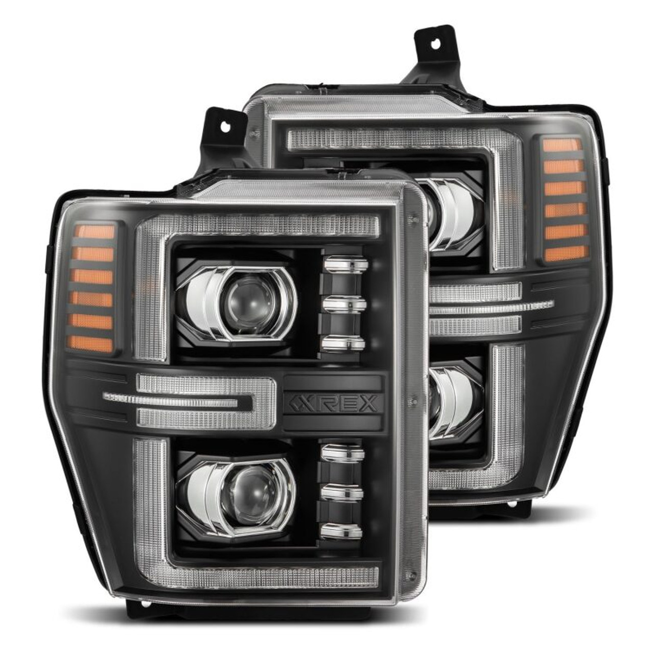 AlphaRex 08-10 Ford F250-550 LUXX-Series LED Projector Headlights Black w/Activ Light/Seq Signal - 880312 Photo - Primary