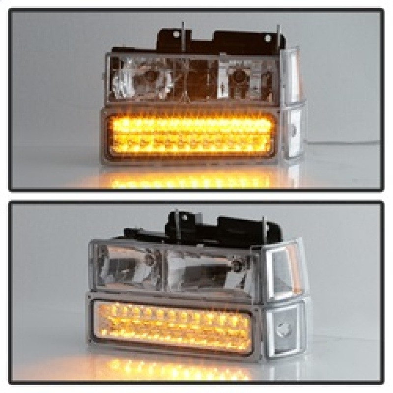 xTune 92-94 Blazer Full Size Corner/LED Bumper Headlights Chrome HD-JH-CCK88-LED-AM-C-SET - 5069559