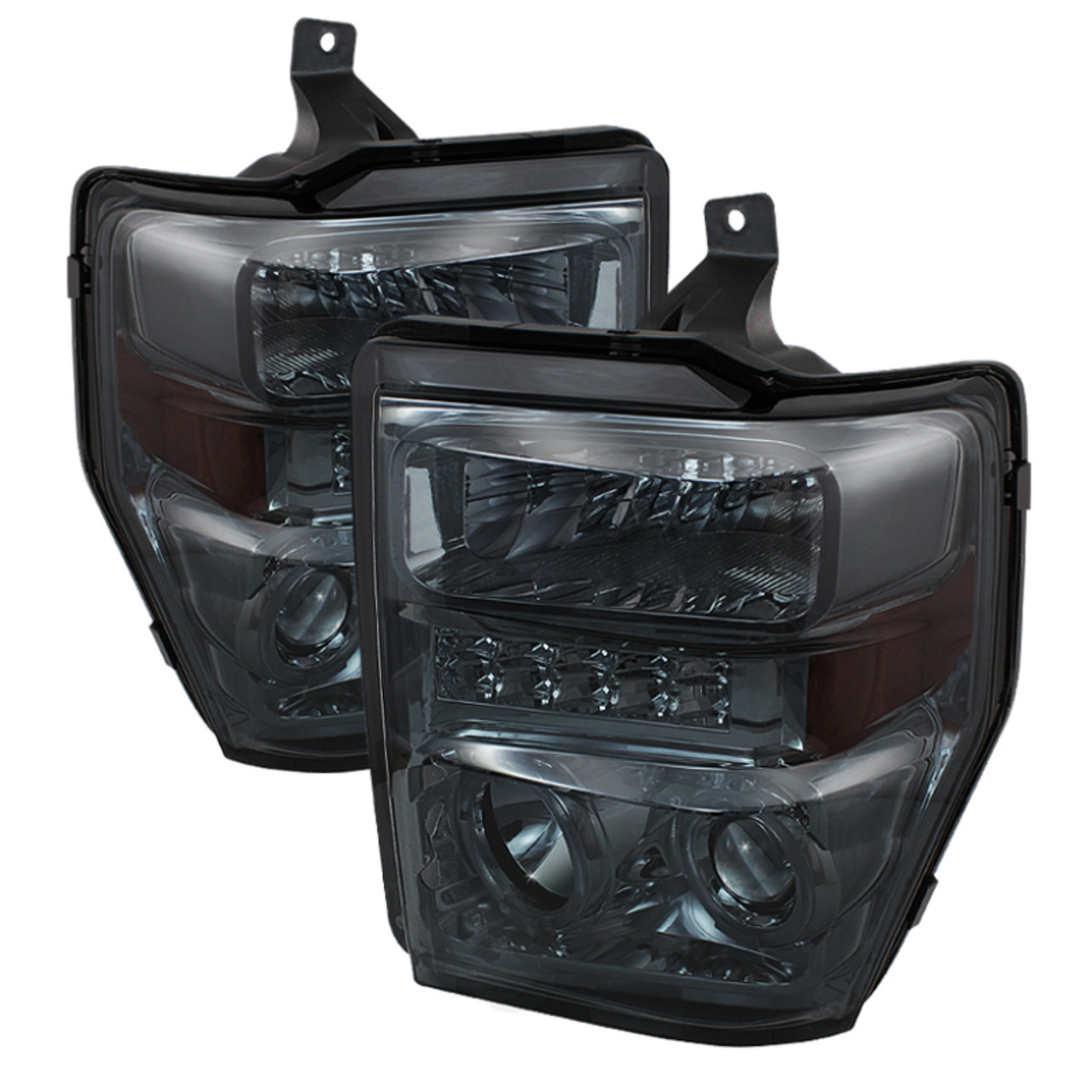 xTune Ford F250/350/450 Super Duty 08-10 Projector Headlights LED Halo Smoke PRO-JH-FS08-LED-SM - 5076281