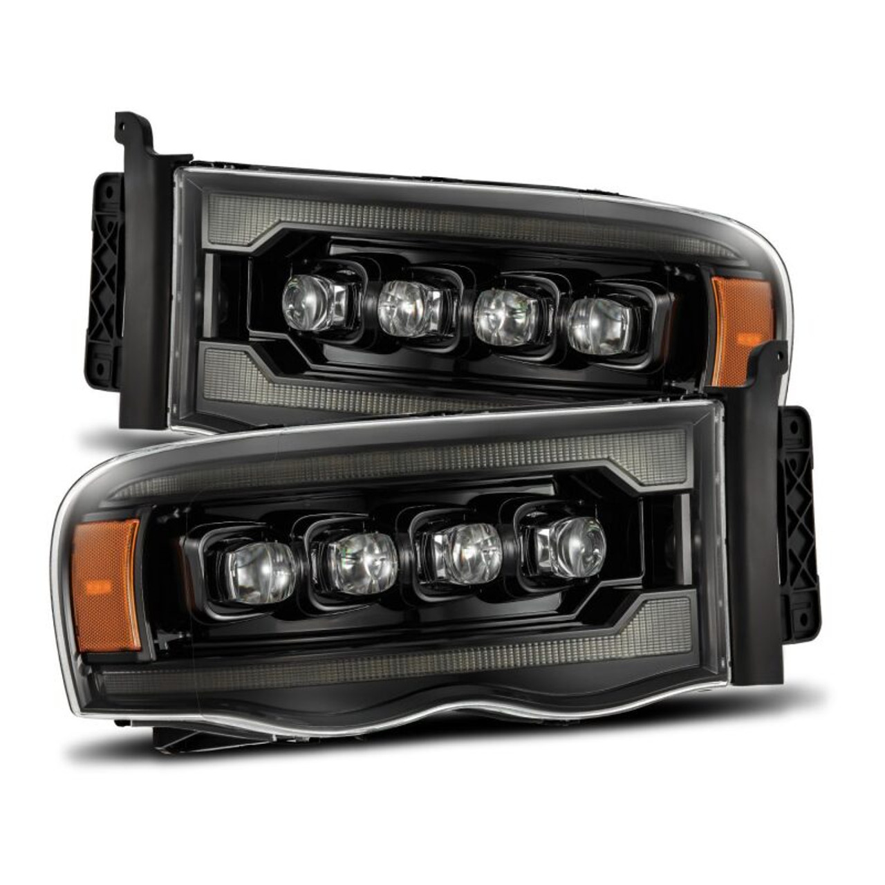 AlphaRex 02-05 Dodge Ram 1500 NOVA LED Proj Headlights Alpha Black w/Activ Light/Seq Signal - 880566 Photo - Primary