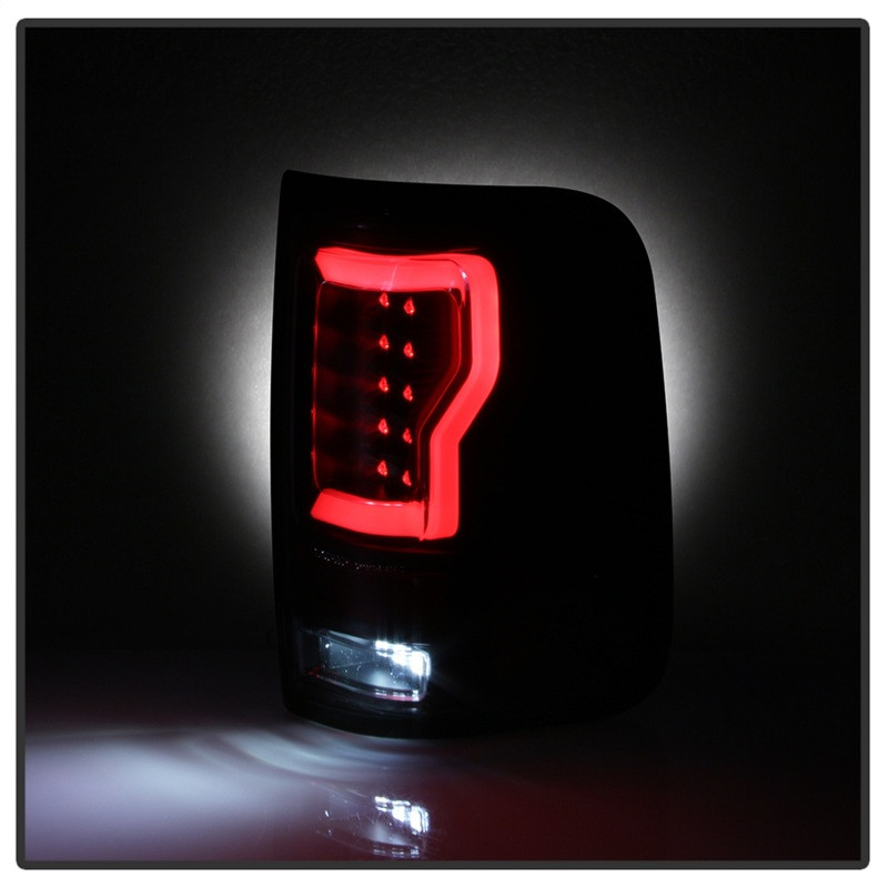 Spyder 04-08 Ford F-150 Projector Tail Lights - Light Bar DRL LED - Black ALT-YD-FF15004V2-LBLED-BK - 5084170